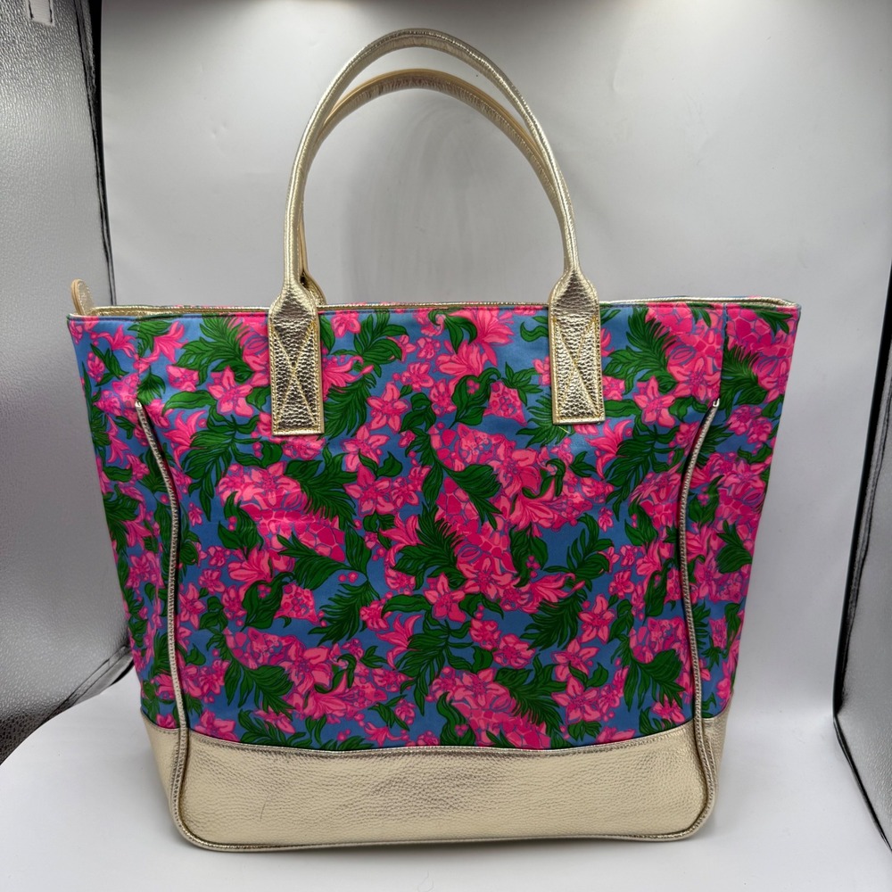 Lilly Pulitzer Women's Art Tote Bag Cerise Pink Safari Sunset Floral Print Set - Picture 7 of 11
